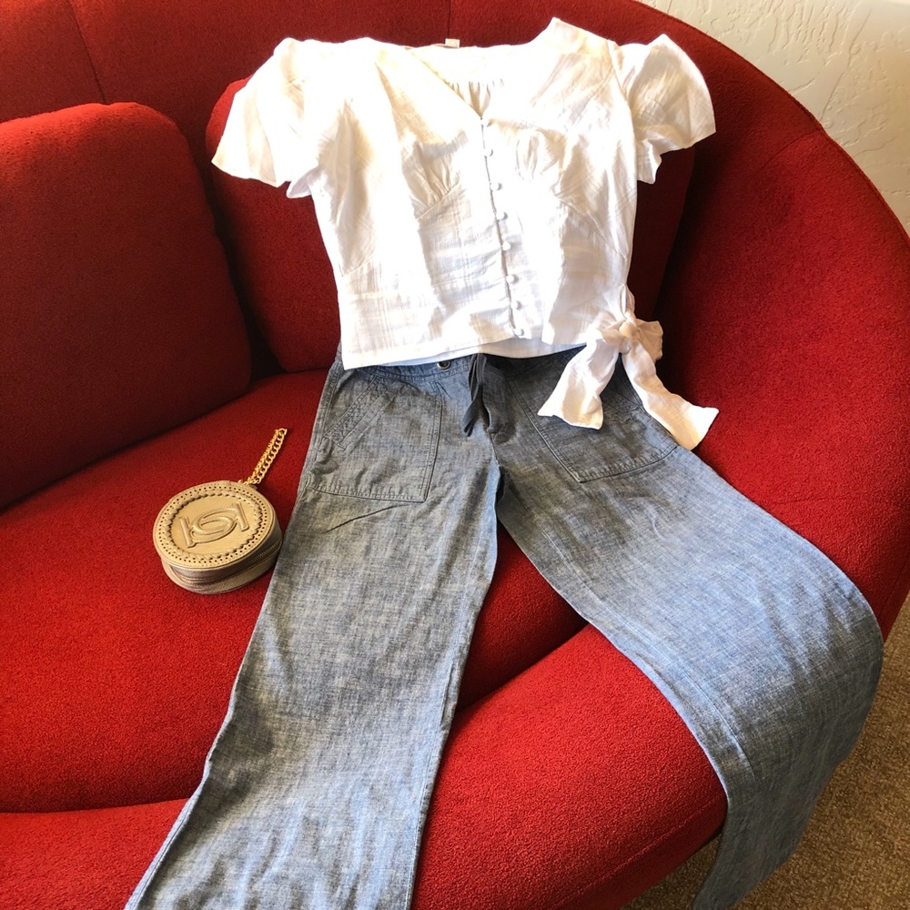 Blue linen pant size 6